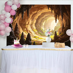 Lofaris Mystischer Höhlenlandschaft Fotohintergrund mit Stalaktiten und Moos, natürliche Kulisse für Fotoshootings und Events