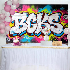 Lofaris Lebendiger Graffiti Fotohintergrund mit Neonfarben und urbanem Stil, dynamische Street-Art Kulisse für professionelle Fotoshootings
