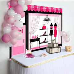 Lofaris Rosa-Schwarz Mode Fotohintergrund für elegante Fotoshootings, glamouröse Schaufenster-Kulisse für professionelle Studios