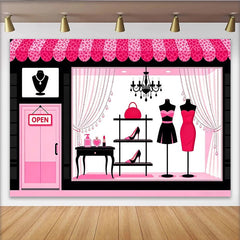 Lofaris Rosa-Schwarz Mode Fotohintergrund für elegante Fotoshootings, glamouröse Schaufenster-Kulisse für professionelle Studios