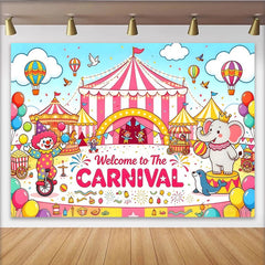 Lofaris Bunter Karneval Zirkus-Geburtstagshintergrund für Kinderparty, fröhliche Fotowand für Kindergeburtstag und Fotoshooting
