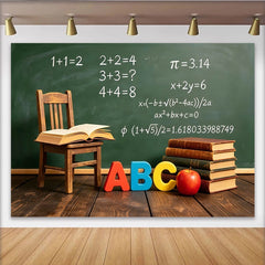 Lofaris Grüner Schultafel Hintergrund mit ABC Buchstaben und Büchern für Schulanfang, Vintage Fotowand für Lernzimmer und Fotostudio