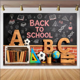 Lofaris Schwarzer Schulanfangshintergrund mit Kreidezeichnungen und ABC-Buchstaben, Lern-Kulisse für Fotoshooting und Klassenzimmer Dekoration