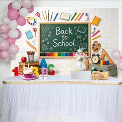 Lofaris Bunter Einschulungshintergrund mit Tafel Schulmaterialien für Schulanfang, fröhliche Kulisse für Kinderfotos und Lernbereich Dekoration