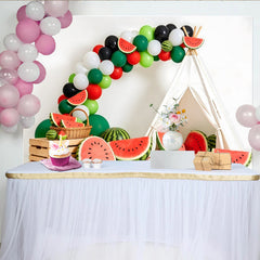 Lofaris Bunter Wassermelonen-Geburtstagshintergrund mit Luftballons, fröhliche Sommerparty-Kulisse für Kinder und Fotoshootings