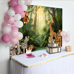 Lofaris Grüner Dschungel Fotohintergrund mit tropischen Pflanzen, realistische Safari-Kulisse für Kinderfotos und Partydekoration