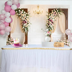 Lofaris Eleganter floraler Hochzeitshintergrund mit Rosen und Holzrahmen, luxuriöse Kulisse für romantische Feiern und Fotoshootings
