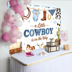 Lofaris Blauer Cowboy Babyparty Hintergrund für Jungen mit Stiefeln und Hut, Western-Dekoration Fotokulisse für Baby Shower