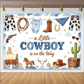 Lofaris Blauer Cowboy Babyparty Hintergrund für Jungen mit Stiefeln und Hut, Western-Dekoration Fotokulisse für Baby Shower