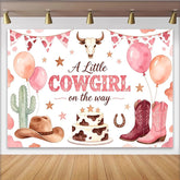 Lofaris Rosa Western Cowgirl Babypartyhintergrund für Mädchen, mit Ballons Stiefeln und Kaktus als süße Fotokulisse
