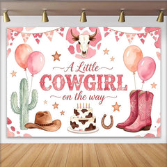 Lofaris Rosa Cowgirl Babyparty Hintergrund für Mädchen mit Stiefeln und Kakteen, süße Fotowand für Babyparty-Dekoration