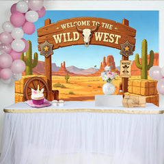 Lofaris Willkommen im Wilden Westen Fotohintergrund mit Stierkopf, rustikale Kulisse für Western-Party und Fotoshooting