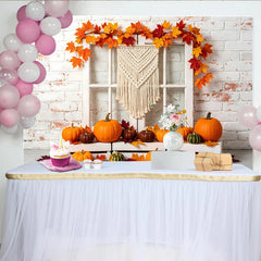 Lofaris Rustikaler Kürbis Herbstfotohintergrund mit bunten Blättern, gemütliche Fotokulisse für Studio und herbstliche Dekoration
