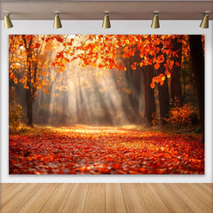 Lofaris Leuchtender Herbstwaldhintergrund mit Sonnenstrahlen und bunten Blättern, magische Kulisse für professionelle Fotografie und Porträts