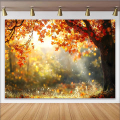 Lofaris Leuchtender Herbstwald Hintergrund mit goldenem Sonnenlicht, warme Naturkulisse für professionelle Fotostudio Aufnahmen