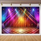 Lofaris Farbenfroher Disco-Bühnenhintergrund mit hellen Scheinwerfern, luxuriöse Fotokulisse für Partys und Events