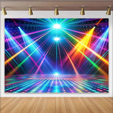 Lofaris Dynamischer Disco-Hintergrund mit Laserlicht und Tanzfläche, lebendige Regenbogenfarben als moderne Fotowand für Eventdekoration