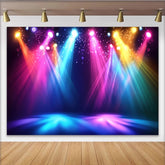 Lofaris Dynamischer Partylicht Hintergrund mit bunten Scheinwerfern, farbenfrohe Kulisse für professionelle Eventfotografie