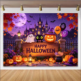 Lofaris Fröhlicher Halloween Hintergrund mit niedlichem Geist und Kürbissen, gruselige Fotokulisse für unvergessliche Herbstpartys
