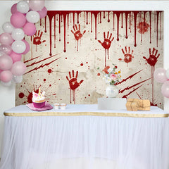Lofaris Realistischer Horror Halloween Hintergrund mit Handabdrücken und Kratzspuren, unheimliche Fotowand für Spukhausparty