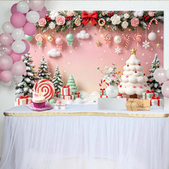 Lofaris Zuckersüßer Weihnachtshintergrund in Pastellfarben mit Geschenken, festliche Fotokulisse für Winterparty und Familienfotos