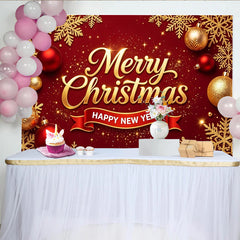 Lofaris Rot-goldener Weihnachtshintergrund mit Schneeflocken für Neujahrsfeier, festliche Kulisse für Partydekoration und Fotoshooting