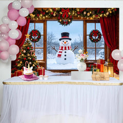 Lofaris Gemütlicher Weihnachts-Hintergrund mit Schneemann und festlicher Dekoration, winterliche Fotokulisse für Partydekoration