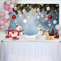 Lofaris Festlicher Weihnachtshintergrund mit Schneemann und Geschenken, winterliche Szene für festliche Fotoshootings und Dekoration