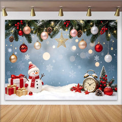 Lofaris Festlicher Weihnachtshintergrund mit Schneemann und Geschenken, winterliche Szene für festliche Fotoshootings und Dekoration
