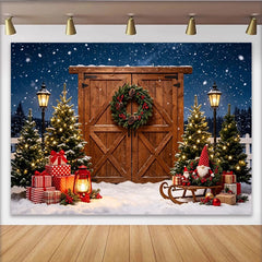 Lofaris Festlicher Weihnachts-Hintergrund mit Schnee und Tannenbäumen, perfekte Fotokulisse für gemütliche Winterfotografie