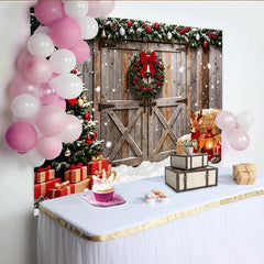 Lofaris Rustikaler Weihnachts-Hintergrund mit Holzwand und Schnee, festliche Kulisse für Fotoshootings und Winterdekorationen