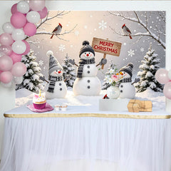 Lofaris Festlicher Schneemann Weihnachtshintergrund mit Frohe Weihnachten Schild, winterliche Fotokulisse für Familienfotos und Partydekoration