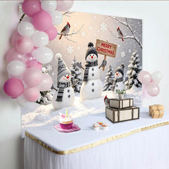 Lofaris Festlicher Schneemann Weihnachtshintergrund mit Frohe Weihnachten Schild, winterliche Fotokulisse für Familienfotos und Partydekoration