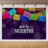 Lofaris Bunter Dia de los Muertos Hintergrund mit Papel Picado Totenköpfen, festliche Kulisse für mexikanische Feiern und Partydekoration