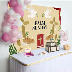 Lofaris Palmsonntag Feier Fotohintergrund Taube Kreuz Brot Religiöse Party Deko