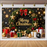 Lofaris Elegant Gold Glitzer Frohe Weihnachten Fotohintergrund Geschenke Sterne Deko