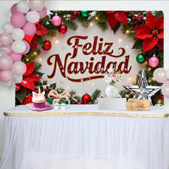 Lofaris Feliz Navidad Weihnachten Fotohintergrund Weihnachtssterne Geschenke Deko