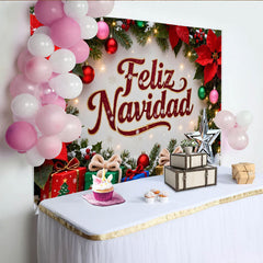 Lofaris Feliz Navidad Weihnachten Fotohintergrund Weihnachtssterne Geschenke Deko