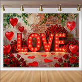 Lofaris Elegante Rote Rosen LOVE Buchstaben Fotohintergrund Valentinstag Deko
