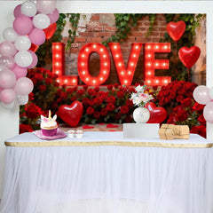 Lofaris Rote LOVE Buchstaben Rosen Herzballons Fotohintergrund Valentinstag Party