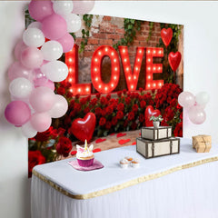Lofaris Rote LOVE Buchstaben Rosen Herzballons Fotohintergrund Valentinstag Party