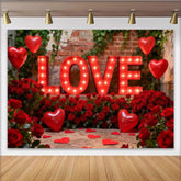 Lofaris Rote LOVE Buchstaben Rosen Herzballons Fotohintergrund Valentinstag Party