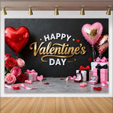 Lofaris Schwarz Gold Valentinstag Fotohintergrund Rot Rosa Herzen Rosen Deko