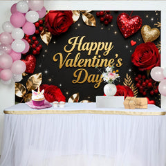 Lofaris Schwarz Gold Glitzer Valentinstag Fotohintergrund Rote Rosen Romantisch