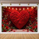 Lofaris Elegante Rote Rosen Herzwand Fotohintergrund Lichterkette Valentinstag Deko