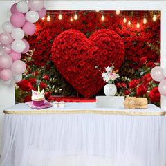 Lofaris Rote Rosen Herz Lichterkette Fotohintergrund Valentinstag Hochzeit Deko