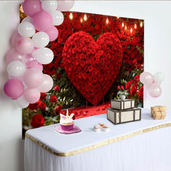 Lofaris Rote Rosen Herz Lichterkette Fotohintergrund Valentinstag Hochzeit Deko