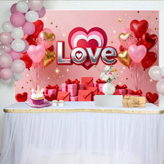 Lofaris Rot Rosa Gold Herzballons Geschenke Fotohintergrund Valentinstag Deko
