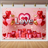 Lofaris Rot Rosa Gold Herzballons Geschenke Fotohintergrund Valentinstag Deko