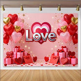 Lofaris Rosa Rot Herzballons Love Text Fotohintergrund Valentinstag Jahrestag Deko